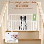 10''-15.8'' Height Adjustable Dog Gate, Extra Wide 18.1"-46" All Metal Short Dog Gate to Step Over, Pressure Mount Small Pet Puppy Gate for Stairs & Doorways(White)