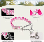 Martingale Collar for Large Dog with Chain，Reflective & Padded Comfortable & Safe No-Pull Dog Collar for Training & Walks（Pink L
