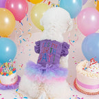 Dog Birthday Dress It's My Birthday Dog Dress Small Doggy Girl's Tutu Dresses Ruffle Sleeless Puppy Clothes Tulle Lace Skirt Pet Costume Cat Outfits (Purple, L(18-25lb))