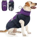 Queenmore Warm Fleece Dog Jacket, Cold Weather Waterproof Snowsuit, Reflective Turtleneck with Leash Hole, Small to Large Dog Coats (Purple, L)