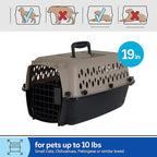 Petmate Vari Dog Kennel Portable Airline-Friendly Carriers & Crates for Small Dogs and Puppies, Durable Plastic, Pet Carrier For Home and Travel, XS Extra Small 19" For Dogs Up To 10 Lbs, Taupe