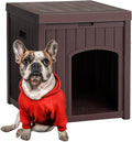Indoor Dog House Weatherproof Outdoor Dog Houser for Small Medium Dogs, Resin Plastic Igloo Dog House with Flip Lid and Elevated Floor, Easy Assembly for Cat Puppy Shelter (Brown)