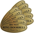 All Quality Oval DO NOT Ring DOORBELL Thank You Sign - Brushed Gold Medium 10 Pack