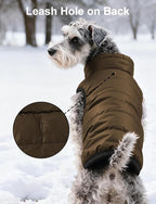 AURUZA Dog Winter Coat, Warm Waterproof Dogs Jacket Small Pet Vest for Medium Dogs Windproof Pet Fleece Vest Snow Jacket for Cold Weather(Brown,3XL)