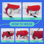 MIGOHI Reflective Waterproof Dog Coat, Medium, Red, Fleece Lined, Stormguard