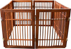 Urnporium Pet Dog Gate Freestanding, Strong Durable Folding Wooden Fence, Portable Acacia Hardwood Safety Barrier for Indoor & Outdoor Use (Brown Pet Gate, 8 Panel 24" Tall)