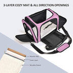 Henkelion Pet Carrier for Small Medium Cats Dogs Puppies up to 15 Lbs, TSA Airline Approved, Soft Sided, Collapsible Travel - Pink
