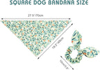 E-Clover Dog Bandanas & Matching Scrunchie Set Girl Dog Bandana Scarf Washable Kerchief Bibs for Medium Large Dogs Pet Owner Birthday Gift Green