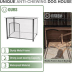 43.3’’ Large Dog House Outdoor Weatherproof Dog Kennel with Upgraded Thickened Metal Frame, Dog Shelter with PVC Curtain, Openable Roof and Removable Floor, Easy to Clean (White)