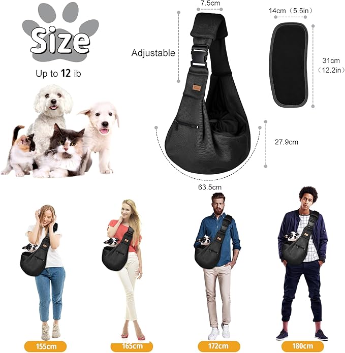 CUBY Dog and Cat Sling Carrier - Adjustable Breathable Mesh Small Pet Sling - Soft Pouch and Tote Design - Suitable for Puppy, Small Dogs Cats Outdoor