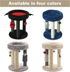 MECOOL 4in1 Small Cat Tree,Scratching Post with Tower Soft Bed, Sisal Carpet Jute Posts with Three Hanging Ball Toys and Massage Brush for Indoor Cats and Kittens