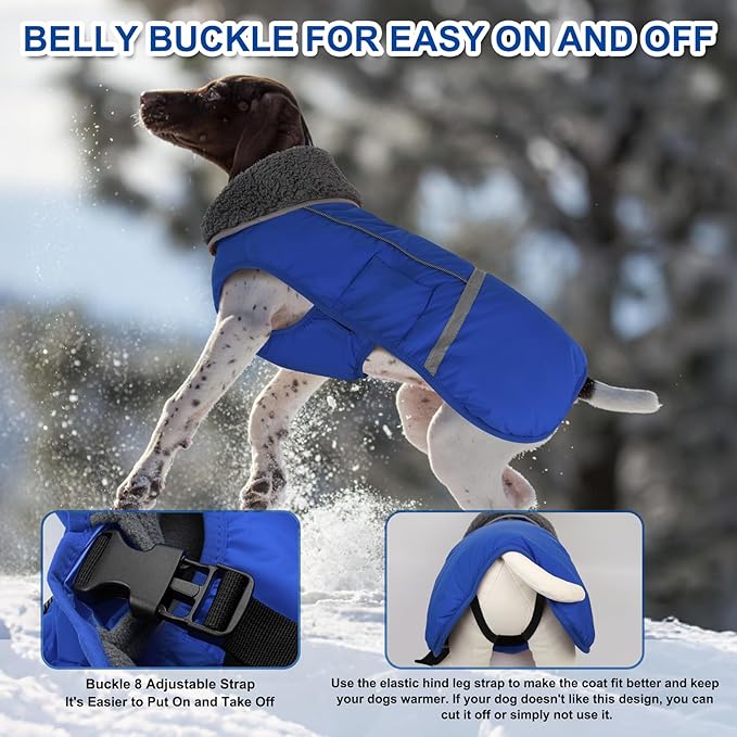 Doglay Dog Coat, Waterproof Dog Jacket Pet Winter Coat for Cold Weather with Thicken Furry Collar, Reflective Puppy Winter Jacket Warm Fleece Lining for Small Medium Large Pets