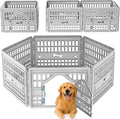 DRATO Dog Pet Playpen Gate for Dogs Cats Safe Secure Indoor Outdoor Pet Fence with Gate Easy to Clean Keep Pets Secure (Gray, 67.24 * 67.24 * 23.7, 6)