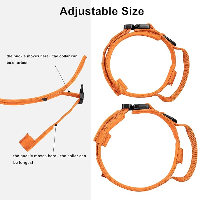 DAGANXI Tactical Dog Collar, Adjustable Military Training Nylon Dog Collar with Control Handle and Heavy Metal Buckle for Medium and Large Dogs, with Patches and Airtags Case (Orange, M)