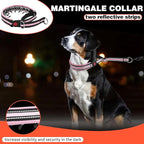Martingale No Pull Dog Collar for Large Medium Small Dogs, Heavy Duty Nylon Adjustable Reflective Anti Pull Slip Collar with Buckle for Training Walking Hunting L Pink