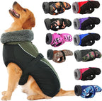 IECOii Extra Warm Dog Coat Reflective Adjustable Winter Jacket with Buckle Fleece Turtleneck for Cold Weather, Soft for Small Medium Extra Large Dogs, Army Green