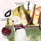 Service Dog Vest Harness and Leash Set, Animire in Training Dog Harness with 10 Dog Patches, Reflective Dog Leash with Soft Padded Handle for Small, Medium, Large, and Extra-Large Dogs (RED,L)