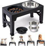 Heeyoo Elevated Dog Bowls - 5 Adjustable Heights Stand, 2 Stainless Steel Bowls & 1 Slow Feeder, 3.2" to 12.2" for Small to Large Dogs
