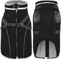 Fragralley Dog Coat with Harness Built in, Waterproof Windproof Reflective Warm Puffer Jacket, Fleece Lined Vest Winter Parka for Small, Medium, Large Dogs