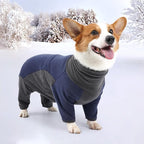 Dog Winter Coat - Soft, Warm, Windproof Fleece Dog Sweatshirt - High Neck Full Body Onesie for Walking, Hiking, Travel, Home Wear - Blue Grey XS