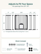 Babelio Baby Gate with Cat Door, CatPrivilege Ⅲ, Extra Wide 29-55" Cat Gate, 30" Tall Pressure Mounted Safety Gate for Large Openings, Stairs & Doorways, Auto Close, Black