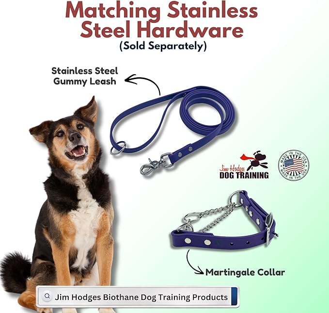 Martingale Collar for Dogs, Biothane, Stainless Steel Hardware, No Pull, Made in The USA, Professional Grade, XXS, Purple