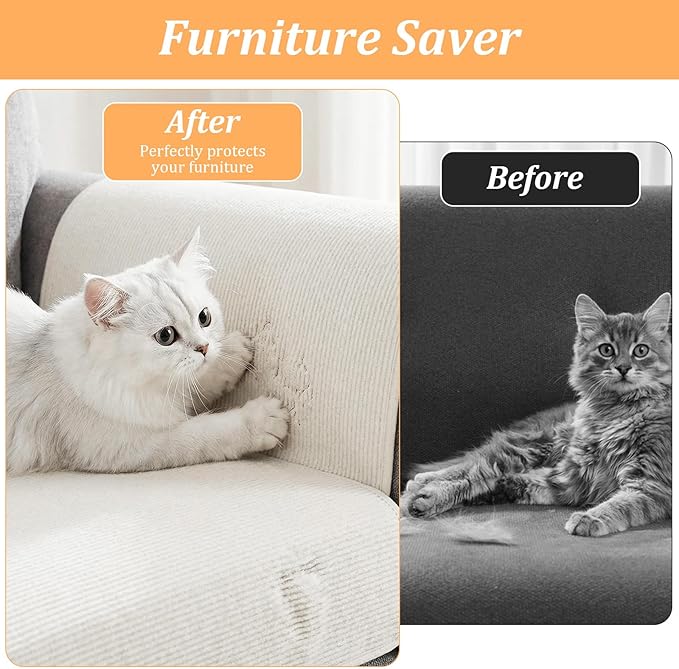 118" x 15.7" Extra Large Self-Adhesive Trimmable Cat Scratching Mat DIY Cat Scratch Furniture Protector with 20 Screws for Couch, Wall, and Indoor Furniture