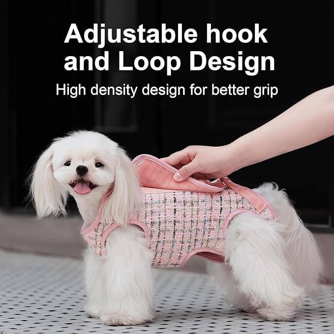 Dog Lift Harness Dog Carrier Dog VES Harness Adjustable Dog Leash with Small Puppy Treat Bag（Pink,XS）