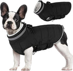Mklhgty Medium Dog Coat with Harness Built-in, Waterproof Reflective Fleece Lined - Warm Windproof Winter Jacket with Back Zipper, Cold Weather Snow Dog Coats - Black - M