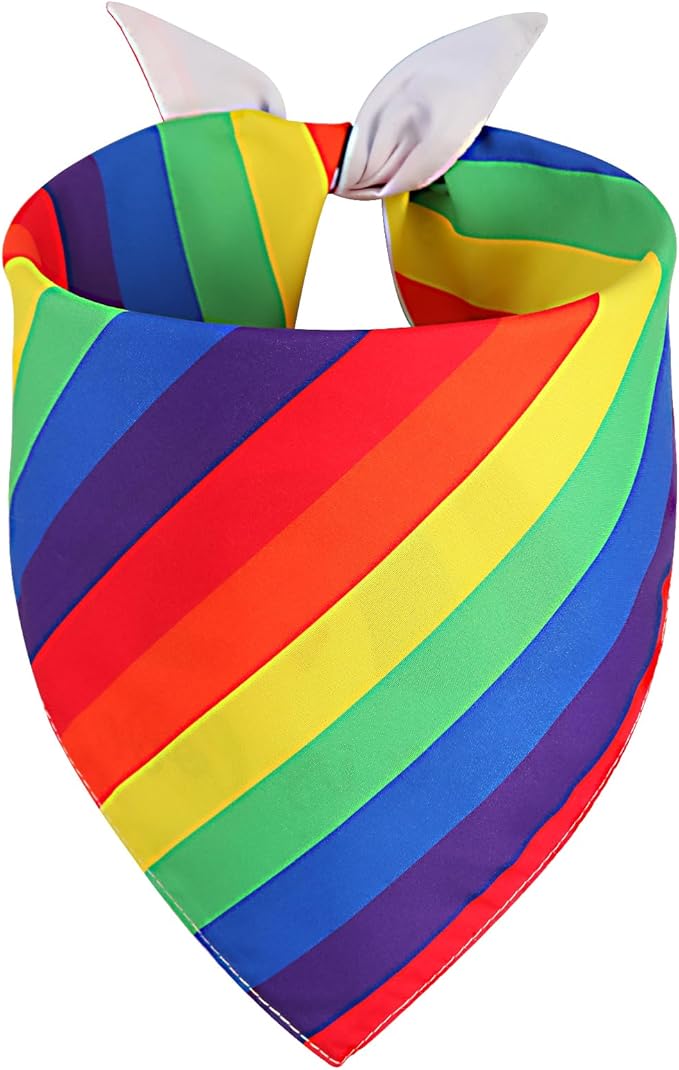 Pride Dog Bandana Large 1PCS, Rainbow Scarf for Boy and Girl, Colorful Durable Triangle Reversible Bibs for Puppy Pet