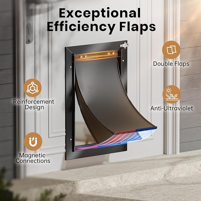 Dog Door,Pet Door, Medium-Sized All-Aluminum Black Pet Door Suitable for Pets Weighing No More Than 45 Pounds, Sturdy and Durable.