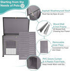 Aivituvin Dog House with Insulated Liner, Heated Outdoor Indoor Weatherproof Dog House for Winter, Suitable for Small & Medium & Large Dogs with Unique All-Around Iron Frame(Grey)