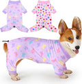 Glittme 2PACK Dog Pajamas Soft Dogs Clothes for Small Medium Dogs Elastic Cats Apparel Breathable Dog Pjs for Puppy