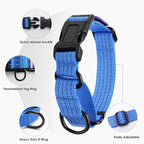 Martingale Dog Collar, Reflective No Pull Training Collar with Quick Release Buckle & USA Flag, Heavy-Duty Nylon, Adjustable for Small Medium Large Dogs (L,Blue with Flag