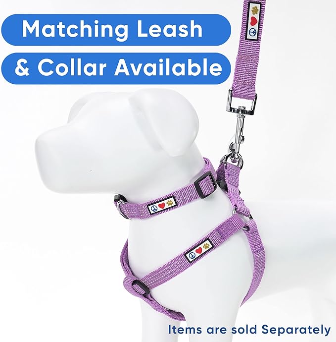 Pawtitas Reflective Step-in Dog Harness – Adjustable No-Pull Vest for Puppies to Seniors, Safe & Comfortable, M Orchid