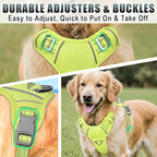 BARKBAY No Pull Dog Harness Large Reflective Dog Harness with Front Clip and Easy Control Handle for Walking Training Running with ID tag Pocket(Sunlight,L)