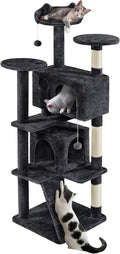 Topeakmart 70in Cat Tree, Multi-Level Cat Tower with Scratching Post Dangling Ball and Condos Cat Furniture for Indoor Cats, Black