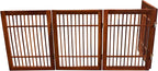 Urnporium Pet Dog Gate Freestanding, Strong Durable Folding Wooden Fence, Portable Acacia Hardwood Safety Barrier for Indoor & Outdoor Use (Brown Pet Gate, 4 Panel 24" Tall)