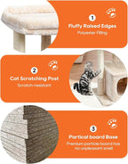 SYANDLVY 27" Cat Tree for Indoor Cats, Activity Tower with Scratching Posts, Modern Kitten Condo with Plush Perch & Hanging Ball for Play, Beige
