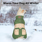 KYEESE Dog Coat Soft Pet Sweater for Cold Weather Windproof Dog Coats for Small Dogs Waterproof Dogs Jacket with Fleece Lined Warm Pet Winter Puffer Coat with Leash Hole Thick Pets Clothes with Pocket