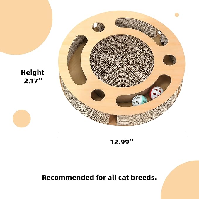 YUNIQUE Scratching Pad Ball Track Cat Toy for Indoor Cats,Round Busy Box Scratcher with Bell Ball