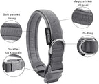 EXCELLENT ELITE SPANKER Tactical Small Puppy Dog Collar Nylon Adjustable Heavy Duty Military for Small Medium and Large Dogs Pet Soft Padded Dog Collar(Grey-S)