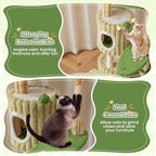 Tangkula 63 Inch Tall Cat Tree, Cute Green Cat Tower with 2 Condos, Plush Top Perch, 2 Basket Beds, Sisal Scratching Posts, 2 Dangling Balls, Slide Platform, Large Aesthetic Cat Tree for Indoor Cats