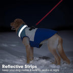 azuza Dog Coat Waterproof Winter Coat for Small Dogs, Warm Fleece Vest with Reflective Strips & Built-in Harness, Windproof Back Zipper, Blue S