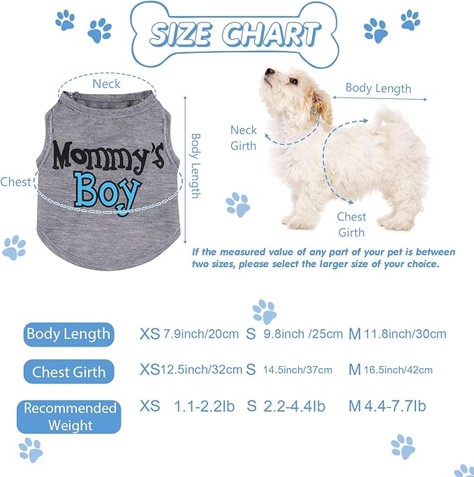 Sadnyy 6 Pack Winter Dog Shirt Boy Pet Clothes Doggy Tee Tank Top Kitten Shirts with Letters for Small Medium Dogs Cats Soft Cozy Chihuahua Vest Apparel for Dog Cat Puppy (Medium)