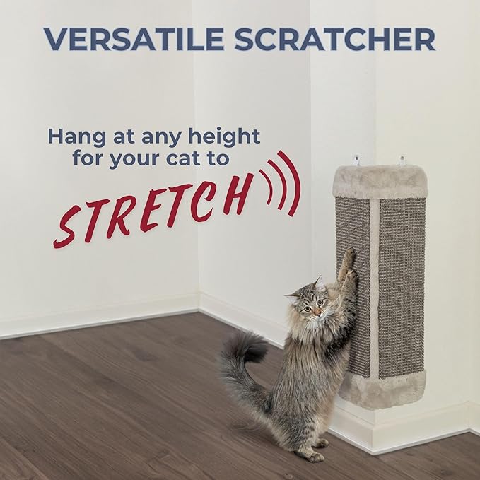 Trixie Scratching Board for Corner – Vertical Sisal Rope Pad for Indoor Cats – Easy-Install Corner Scratch Pad – Gray, 1 x 12.6 x 23.6 in
