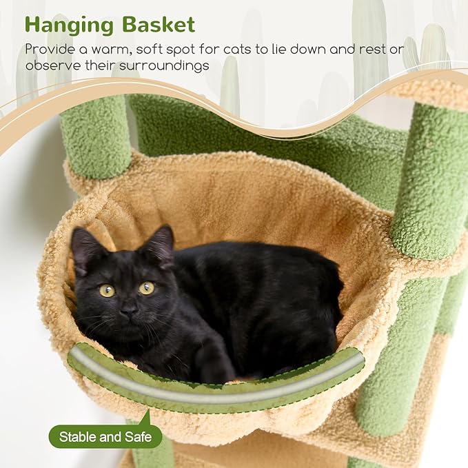 Globlazer Cactus Series Combination 76-inch Tall Cat Tower for Indoor Cats and 30-inch Scratching Post for Cats