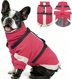 MIGOHI Waterproof Dog Coat with Harness Adjustable Dog Jacket Pet Winter Coat with Zipper,Christmas Small Fleece Jacket for Small Dogs,Extra Long Sleeves Warm Winter Snowsuit for Dogs,M,Pink