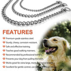Chain Dog Collars Stainless Steel Metal Chew Proof Necklace Slip P Chain with Connect Clasp for Small Medium Large Dogs Training and Walking.