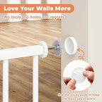 29"-45" Baby Gate for Stairs, Auto Close Stroller Friendly Dog Gate Indoor for Doorways, Pressure Mounted Baby Gate, Easy Walk Through Gate for Children & Pets, White